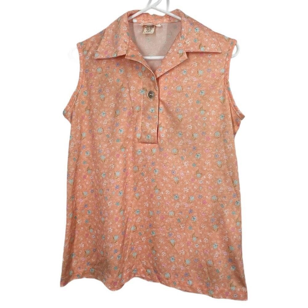 Vintage Smartique size M tag 36 peach floral tank top